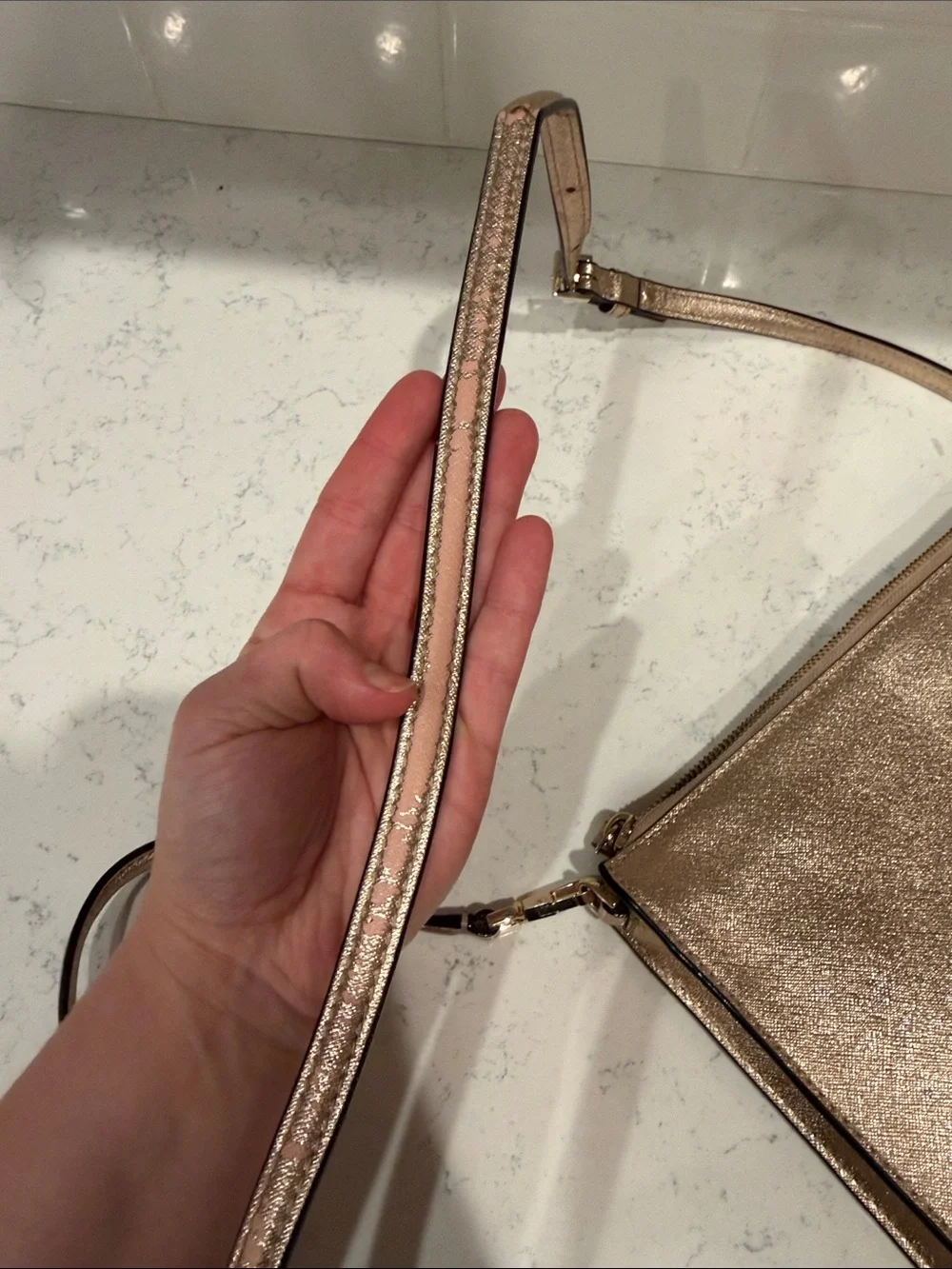 Metallic Rose Gold Crossbody Glam Classic Chic Bag by Kate Spade - Picture 11 of 14